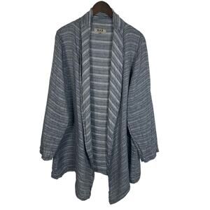 Flax Linen Women's M Zen Duster Jacket Navy Blue Stripe Oversized Lagenlook Boho